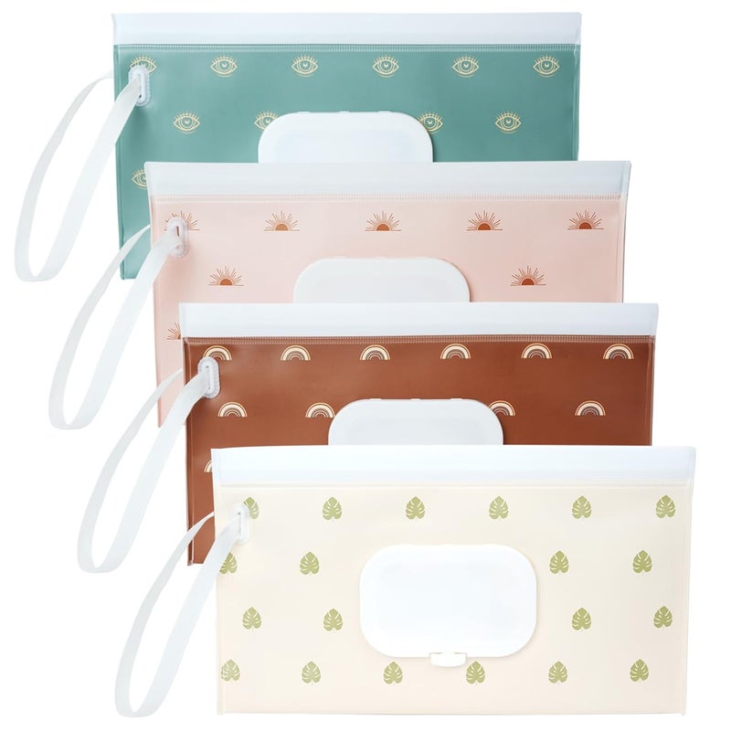 Seposeve 4 Pack Wipes Dispenser, ON The GO, Portable Baby Wipe Case, Refillable Baby Wipes Container, Wipe Holder, Keeps Wipes Fresh, Reusable Wet Wipe Pouch for Outdoor Outing, Camping, Hiking. - Image 1